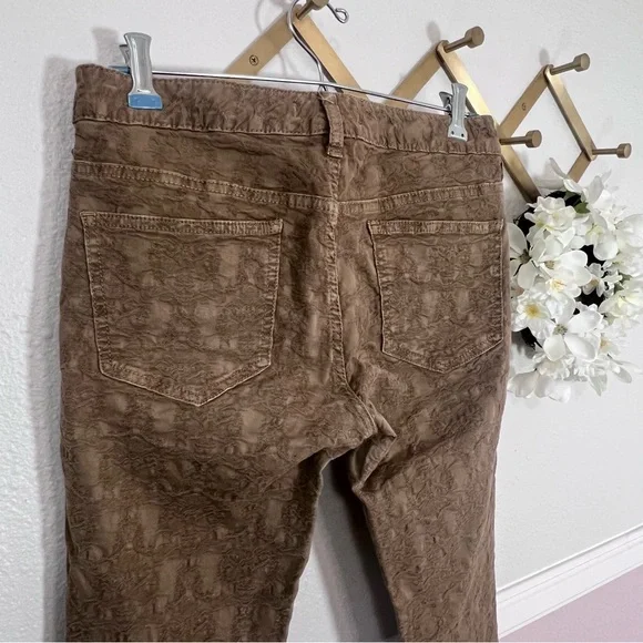 Free People Olive Green Victorian/Gothic Patterned Ankle Jeans - Picture 10 of 15